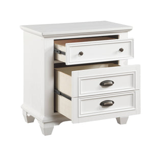 English Elm White Mackinac Two-Drawer Nightstand with Antique Brass Hardware — Coastal Traditional White Bedroom Accent, 28.5"x17.5"x29.5" B011118704