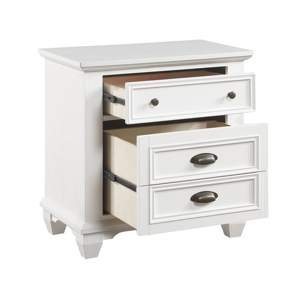 English Elm White Mackinac Two-Drawer Nightstand with Antique Brass Hardware — Coastal Traditional White Bedroom Accent, 28.5"x17.5"x29.5" B011118704