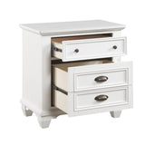 English Elm White Finish Two Drawers Nightstand 1 Piece Traditional Framing Wooden Bedroom Furniture