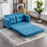 English Elm 59.4" Loveseat Sofa With Pull-Out Bed Modern Upholstered Couch With Side Pocket For Living Room Office, Blue