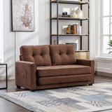 English Elm 59.4" Loveseat Sofa With Pull-Out Bed Modern Upholstered Couch With Side Pocket For Living Room Office, Brown