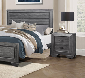 English Elm Gray Beechnut Nightstand with 2 Drawers, Embossed Faux-Wood Veneer, Cup Hardware, Rustic-Modern Charm B011118701