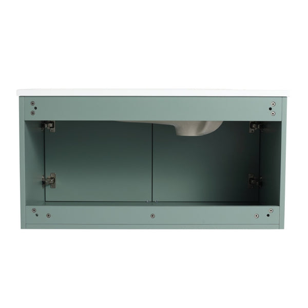 English Elm Soft Close Handleless 36 Inch Bathroom Vanity Cabinet for Compact Modern Spaces W999118678