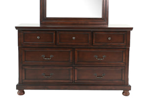English Elm DRESSER Antique Cherry Wood 65" x18" x40"H – Elegant Dark Brown Six-Drawer Storage with Classic Finish B089112923
