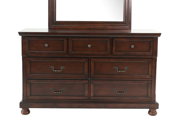 English Elm DRESSER Antique Cherry Wood 65" x18" x40"H – Elegant Dark Brown Six-Drawer Storage with Classic Finish B089112923