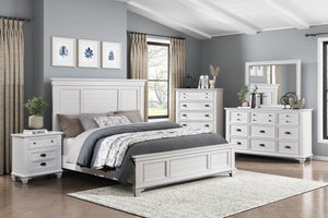 English Elm White Mackinac Two-Drawer Nightstand with Antique Brass Hardware — Coastal Traditional White Bedroom Accent, 28.5"x17.5"x29.5" B011118704