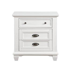 English Elm White Mackinac Two-Drawer Nightstand with Antique Brass Hardware — Coastal Traditional White Bedroom Accent, 28.5"x17.5"x29.5" B011118704