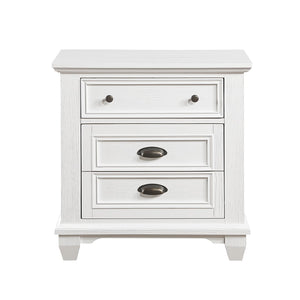 English Elm White Finish Two Drawers Nightstand 1 Piece Traditional Framing Wooden Bedroom Furniture