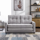 English Elm 59.4" Loveseat Sofa With Pull-Out Bed Modern Upholstered Couch With Side Pocket For Living Room Office, Grey