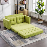 English Elm 59.4" Loveseat Sofa With Pull-Out Bed Modern Upholstered Couch With Side Pocket For Living Room Office, Green