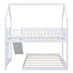 English Elm Twin Pine Twin-over-Full Bunk Bed with Slide and Built-In Ladder, Full-Length Guardrails, Sturdy Dorm Style White GX000430AAK
