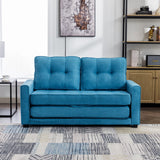 English Elm 59.4" Loveseat Sofa With Pull-Out Bed Modern Upholstered Couch With Side Pocket For Living Room Office, Blue