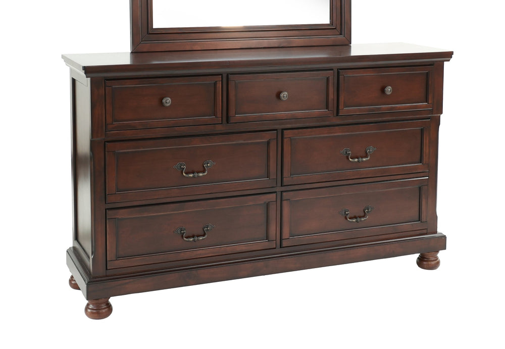English Elm DRESSER Antique Cherry Wood 65" x18" x40"H – Elegant Dark Brown Six-Drawer Storage with Classic Finish B089112923