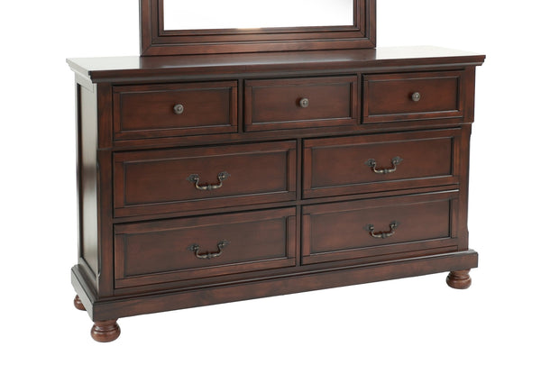English Elm DRESSER Antique Cherry Wood 65" x18" x40"H – Elegant Dark Brown Six-Drawer Storage with Classic Finish B089112923