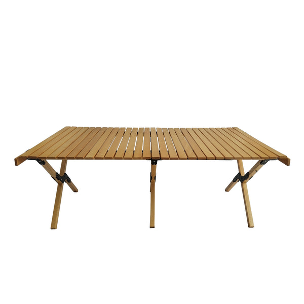 English Elm Multi-Function Roll-Up Solid Beech Wood Foldable Patio Dining Table – Portable Indoor/Outdoor Compact Design, 110LB Capacity W495107779