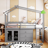 Hearth and Haven Harper Twin House Bed With Cabinet and Drawers, Grey LT000349AAE