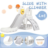 Hearth and Haven 4-in-1 Toddler Climber and Slide Set with Basketball Hoop, Grey PP304158AAE