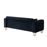 English Elm Modern Velvet Sofa 85.04 Inch For Living Room Black Color