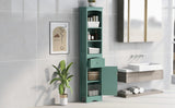 English Elm Tall Bathroom Cabinet, Freestanding Storage Cabinet With Drawer, Mdf Board, Adjustable Shelf, Green