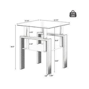 English Elm 1-piece Square Tempered Glass End Table Dual Tier Modern Design for Living Room W241104199
