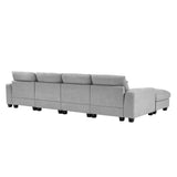 English Elm Modern Large L-Shape Feather Filled Sectional Sofa, Convertible Sofa Couch With Reversible Chaise For Living Room