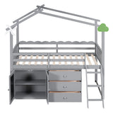 Hearth and Haven Harper Twin House Bed With Cabinet and Drawers, Grey LT000349AAE