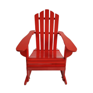 English Elm Reclining Solid Wood Rocking Adirondack Chair in Red — Comfortable Wide Seat & Armrests, Porch Ready W49570901