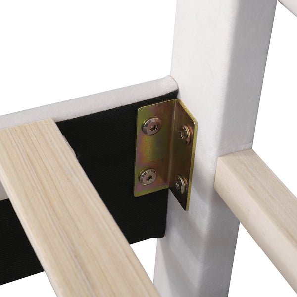 English Elm Full Full Size Upholstered Platform Bed with Floral Velvet Headboard, Sturdy Wood Frame, 660lb Capacity Beige WF305290AAA