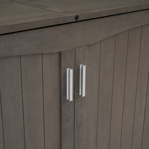 English Elm Queen Murphy Bed with Built-In USB Charging, Antique Gray Wall Bed with Drawer Storage, Space-Saving Retreat GX000337AAE