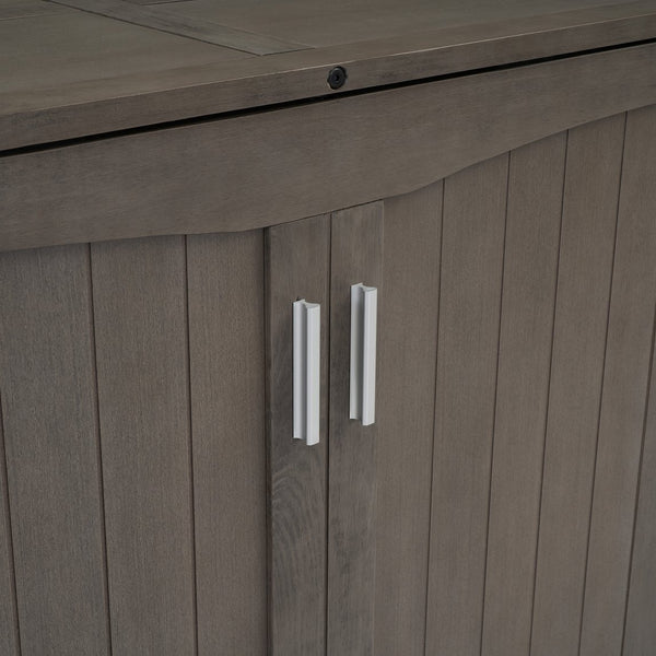 English Elm Queen Murphy Bed with Built-In USB Charging, Antique Gray Wall Bed with Drawer Storage, Space-Saving Retreat GX000337AAE