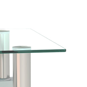English Elm Set of 2 Square Tempered Glass End Tables with Dual Shelf for Modern Living Room W241104206