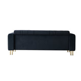 English Elm Modern Velvet Sofa 85.04 Inch For Living Room Black Color