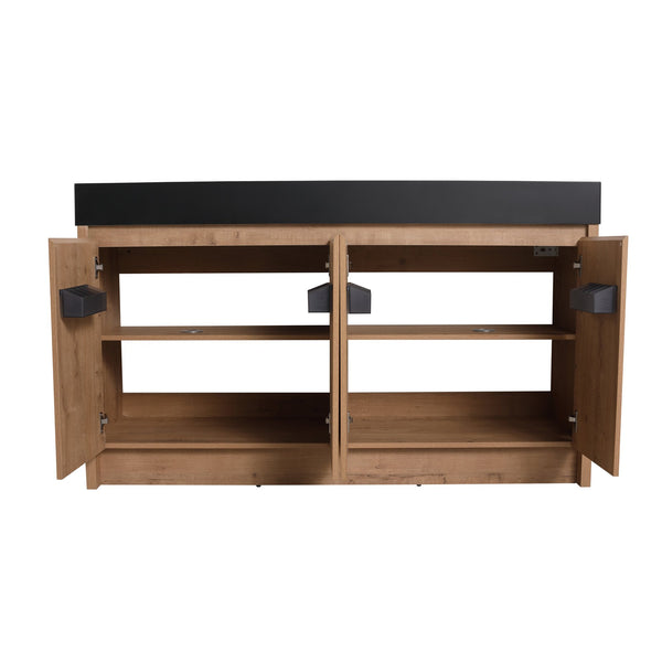 English Elm 60 60 Inch Dual Resin Basin Sink Black Thick Edge Double Bowl Countertop with Soap Tray Durable Finish W999118840
