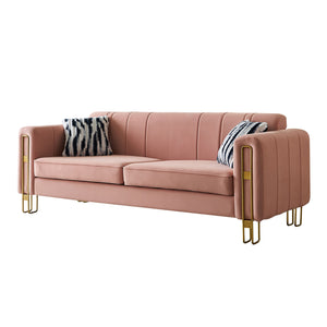 English Elm Modern Velvet Sofa 85.04 Inch For Living Room Blush Pink Color