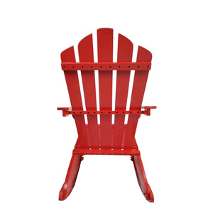 English Elm Reclining Solid Wood Rocking Adirondack Chair in Red — Comfortable Wide Seat & Armrests, Porch Ready W49570901