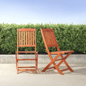 English Elm Lucius Reddish Brown Eucalyptus Folding Patio Chairs Set of 2 — Weather‑Resistant, UV‑Safe, No Assembly B093121205