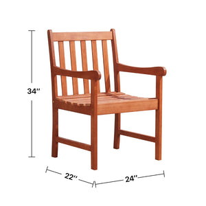 English Elm Aina Outdoor Eucalyptus Hardwood Armchair Slatted Patio Seating with Oil Rubbed Finish B093121214