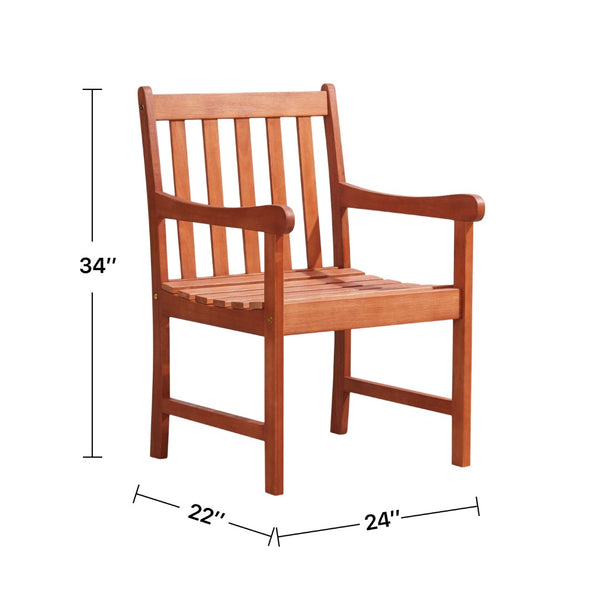 English Elm Aina Outdoor Eucalyptus Hardwood Armchair Slatted Patio Seating with Oil Rubbed Finish B093121214