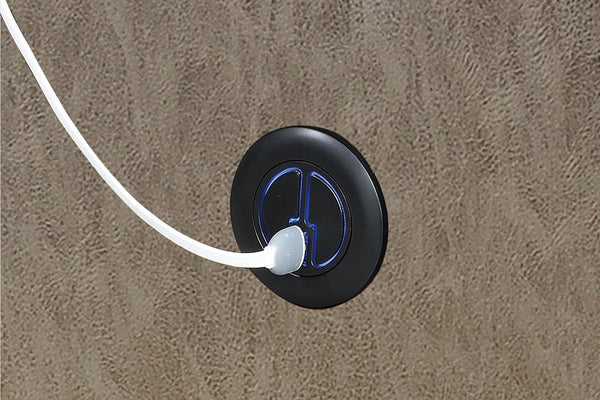 English Elm POWER Recliner with Leather-Like Upholstery and Metal Power Mechanism, Solid Wood Frame Comfort Gray 36 L x 31 W x 26 H B089112978