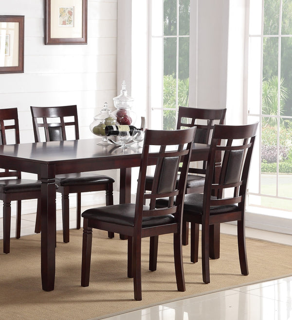 English Elm Modern 7pc Dining Set Espresso Finish with Eyelet Back Chairs, Faux Leather Cushions, Seats 6 B011119001