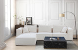 English Elm Modular Sectional Living Room Sofa Set, Modern Minimalist Style Couch With Ottoman and Reversible Chaise, L-Shape, White