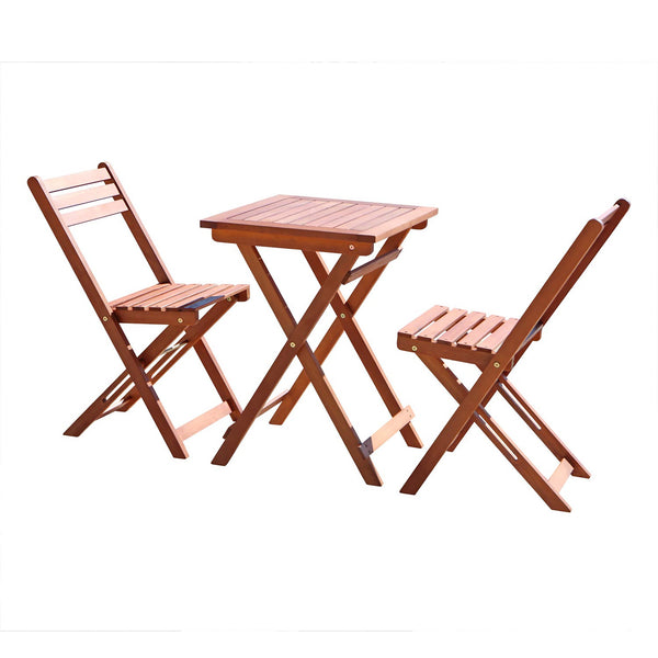 English Elm Marco Reddish Brown Eucalyptus Balcony Bistro Set - Weather-Resistant, Oil-Rubbed Finish, No Assembly B093121237