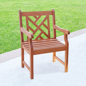 English Elm Lidwina Eucalyptus Reddish Brown Patio Armchair — Weather-Resistant Tropical Wood, 220 lb Capacity, UV-Safe Finish B093121210
