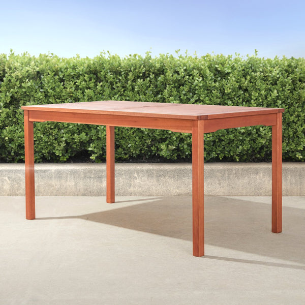 English Elm Caladesi Reddish Brown Eucalyptus Patio Dining Table for Six — Weather‑Resistant, Oil‑Rubbed Finish, 59" L Natural Wood B093121230
