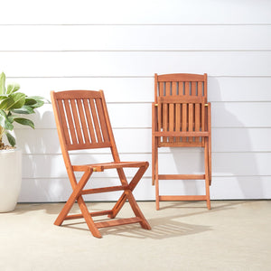 English Elm Lucius Reddish Brown Eucalyptus Folding Patio Chairs Set of 2 — Weather‑Resistant, UV‑Safe, No Assembly B093121205