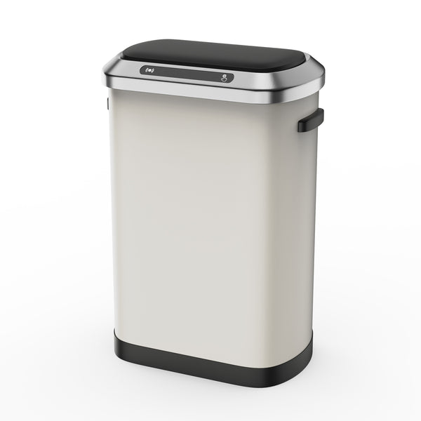 English Elm 50L Motion Sensor Trash Can with Silent Soft-Close Lid, 50L Stainless Steel 13.2Gal Hands-Free Bin White W1550106525
