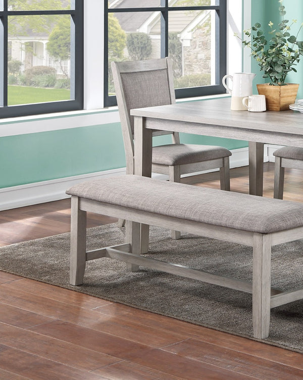 English Elm Contemporary Six Piece Rubberwood Dining Set with Bench Padded Seats Natural Finish B011S00407
