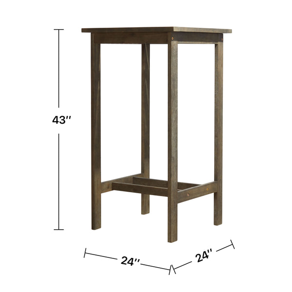 English Elm Emilio Grey-Washed Farmhouse Wood Bar Table – Acacia Patio Counter Height, Weather-Resistant Rustic Chic B093121225