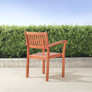 English Elm Caladesi Reddish Brown Eucalyptus Stackable Patio Armchairs Set of 2 — Weather‑Resistant, Oil‑Rubbed Finish, Easy Assembly B093121215