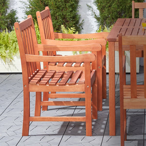 English Elm Aina Outdoor Eucalyptus Hardwood Armchair Slatted Patio Seating with Oil Rubbed Finish B093121214